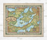 Lake Belle Taine Minnesota Lake Art Lake map art map art on Wood or Metal for Lake House, Man Cave, vintage map art gift, Custom map art