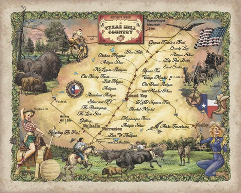 238 Custom Map of Antique Week in the Texas Hill Country