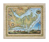 Crystal Coast, Beaufort North Carolina Vintage stye map art on Wood or Metal for Lake House, Man Cave, vintage map art gift, Custom map art