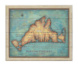 Marthas Vineyard Massachusetts Vintage stye map art on Wood or Metal for Lake House, Man Cave, vintage map art gift, Custom map art