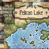 Pelican Lake Minnesota Lake map art map art on Wood or Metal for Lake House, Man Cave, vintage map art gift, Custom map art