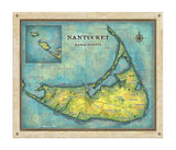 Nantucket Massachusetts Vintage stye map art on Wood or Metal for Lake House, Man Cave, vintage map art gift, Custom map art