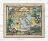Orange Lake Florida Lake map art map art on Wood or Metal for Lake House, Man Cave, vintage map art gift, Custom map art