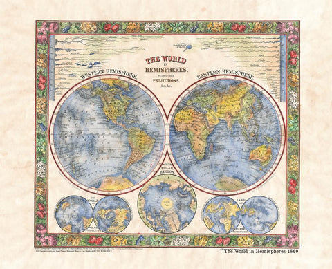 The World in Hemispheres 1860