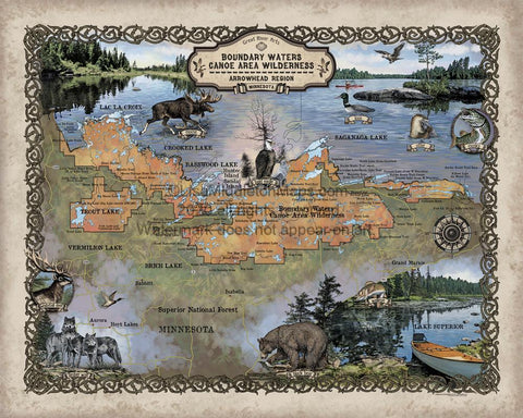 256 Custom map of the Boundary Waters Canoe Area
