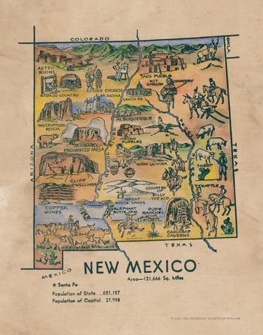 Kid's map of New Mexico