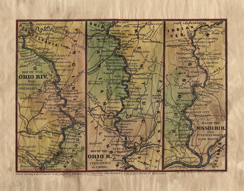Missouri, Ohio, and Mississippi River Ribbon Map