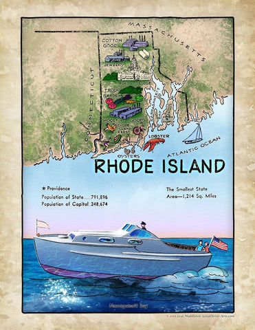235 Illustrated map of Rhode Island, 1950's