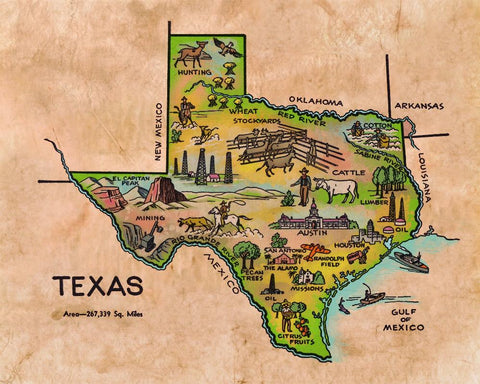 250 Kid's map of Texas