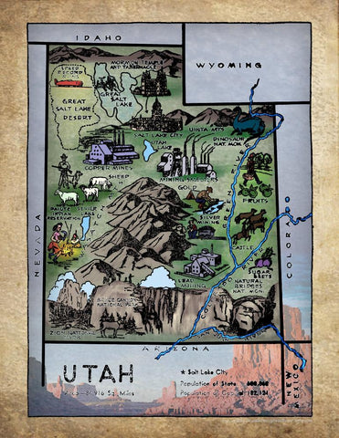 237 Illustrated map of Utah,1950's