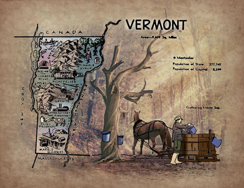 236 Illustrated map of Vermont, c. 1950's
