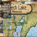 Leech Lake Minnesota Lake map art map art on Wood or Metal for Lake House, Man Cave, vintage map art gift, Custom map art