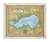 Iowa Clear Lake Lake map art map art on Wood or Metal for Lake House, Man Cave, vintage map art gift, Custom map art