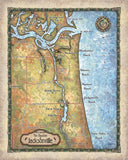 Custom travel map of the Beaches of Jacksonville Florida