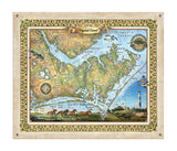 Crystal Coast, Beaufort North Carolina Vintage stye map art on Wood or Metal for Lake House, Man Cave, vintage map art gift, Custom map art