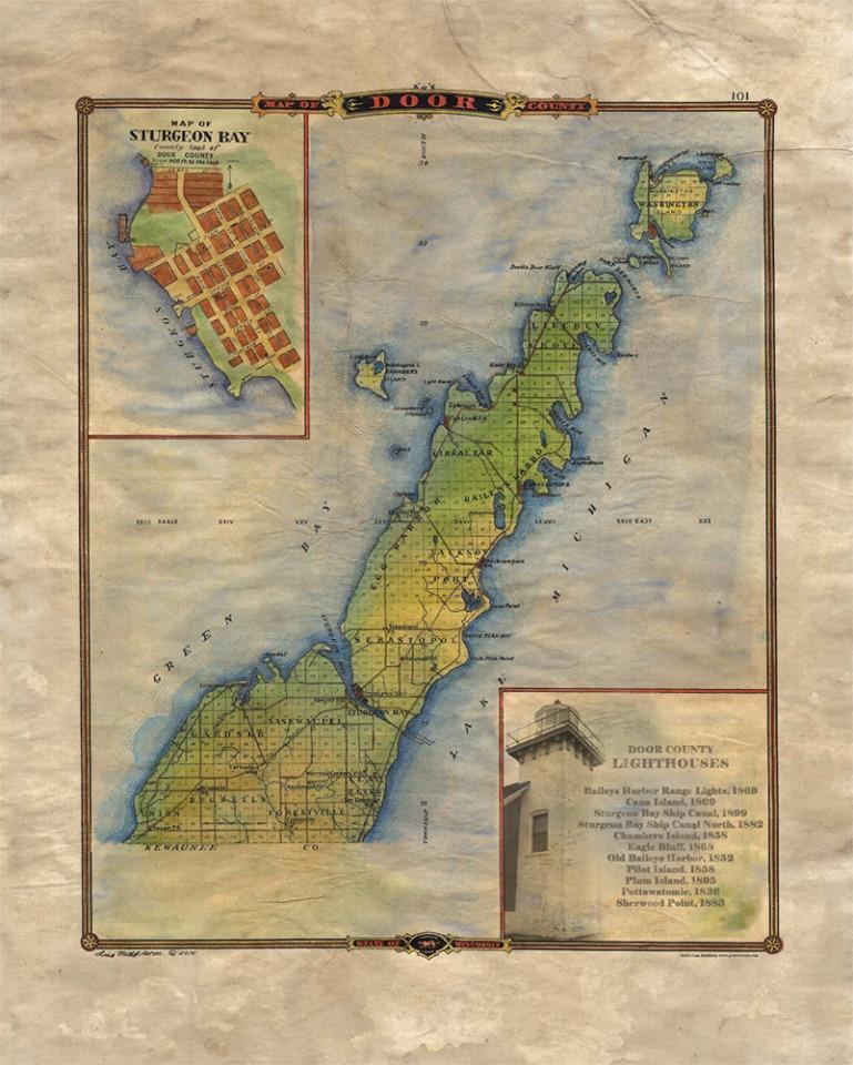 037 Door County with Lighthouse Inset 1878