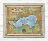 Iowa Clear Lake Lake map art map art on Wood or Metal for Lake House, Man Cave, vintage map art gift, Custom map art