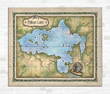 Pelican Lake Minnesota Lake map art map art on Wood or Metal for Lake House, Man Cave, vintage map art gift, Custom map art