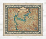 Lake Allatoona Georgia Lake map art map art on Wood or Metal for Lake House, Man Cave, vintage map art gift, Custom map art