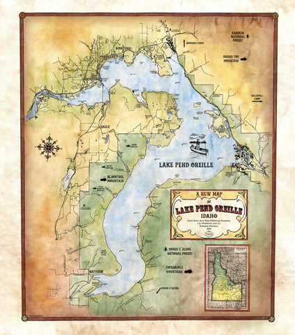 068 Lake Pend Oreille, Idaho Custom Map Designed By Lisa Middleton