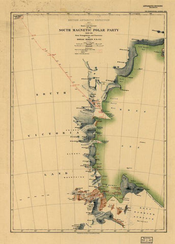 Educational Map Series, Antarctic Exploration: Route and Surveys of  the South Magnetic Polar Party, 1908-09