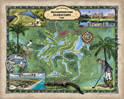 202 PGA Championship Golf Course, Palm Beach Gardens Florida Custom Map